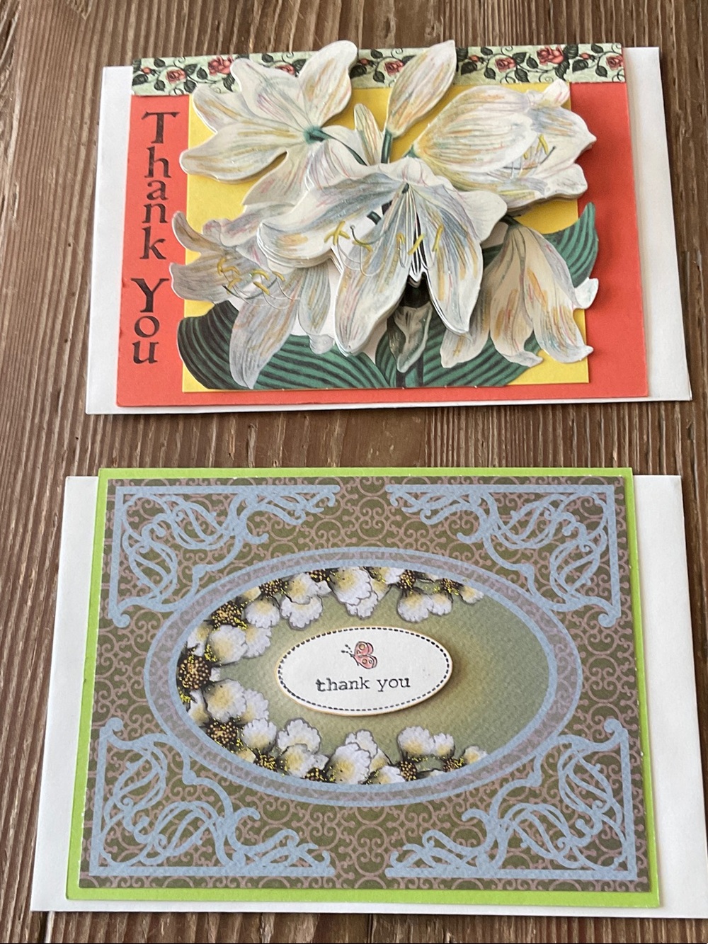Floral Thank You Card Set with Coral and Green Accents